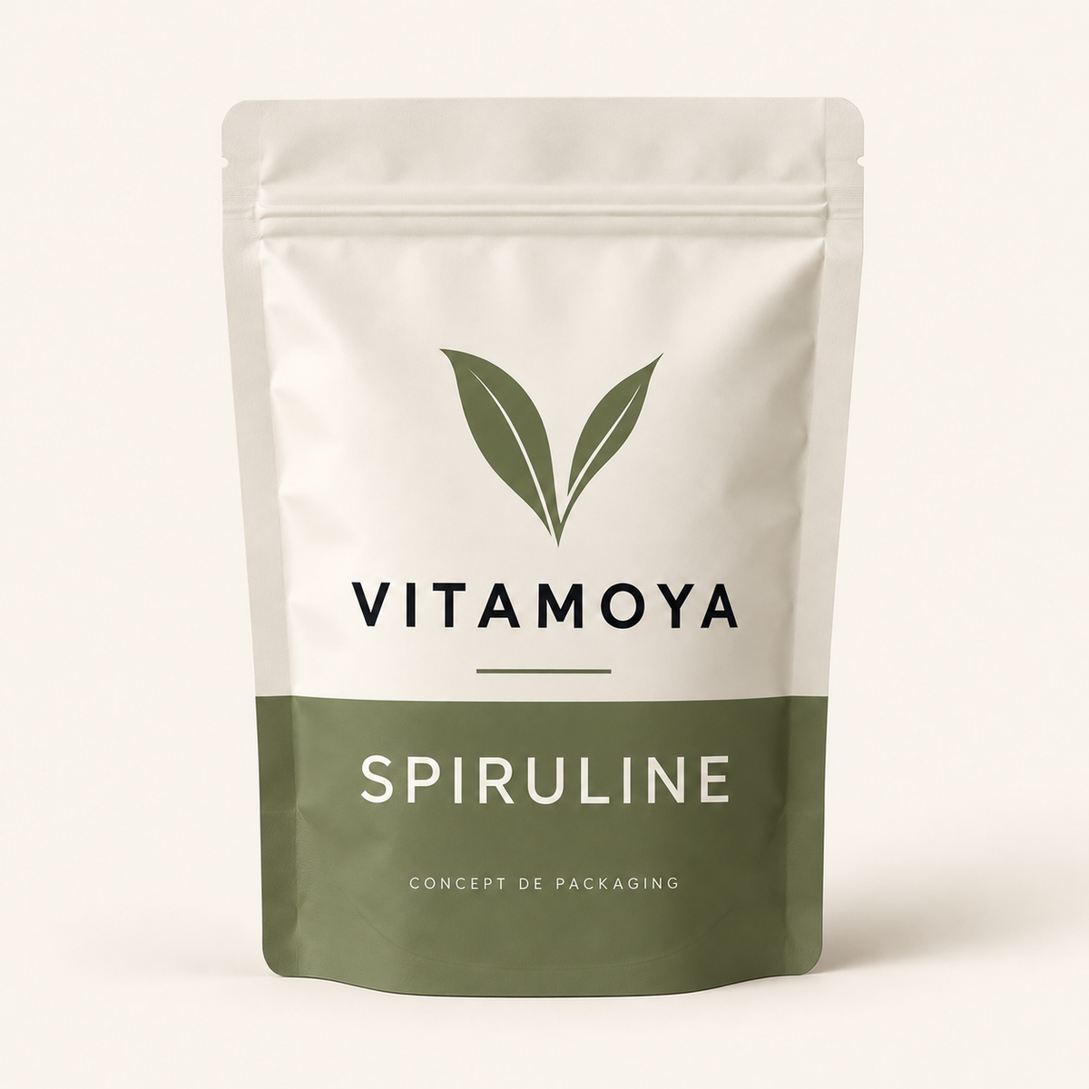 VITAMOYA — Spiruline — concept de packaging vert olive